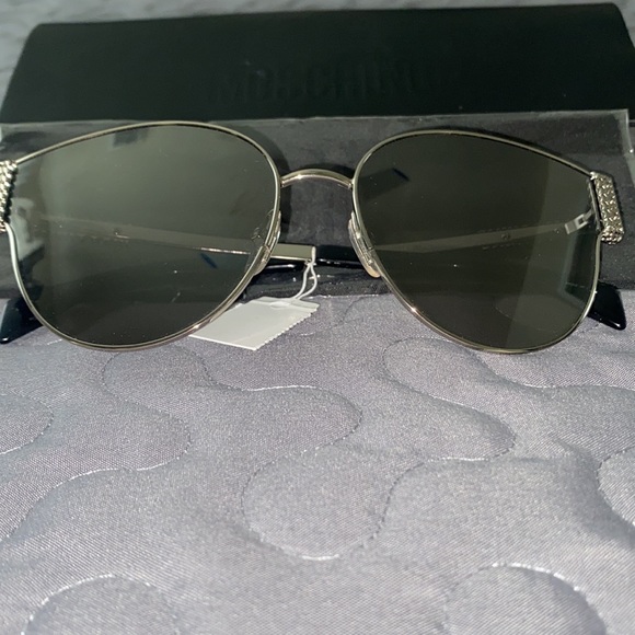 MOSCHINO 61mm Cat Eye Sunglasses in Silver/Black combo main image 6